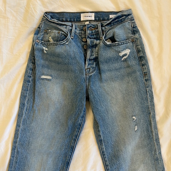 FRAME Le Original Ripped High Waist Crop Jeans - London - Picture 5 of 10